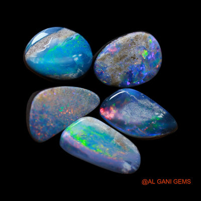 5 Pcs 15.00 Cts Lab-Created Doublet Opal Loose Gemstone Mix Cabochon Wholesale Lot 8X10X4 mm TO 6X11X3 mm D-176