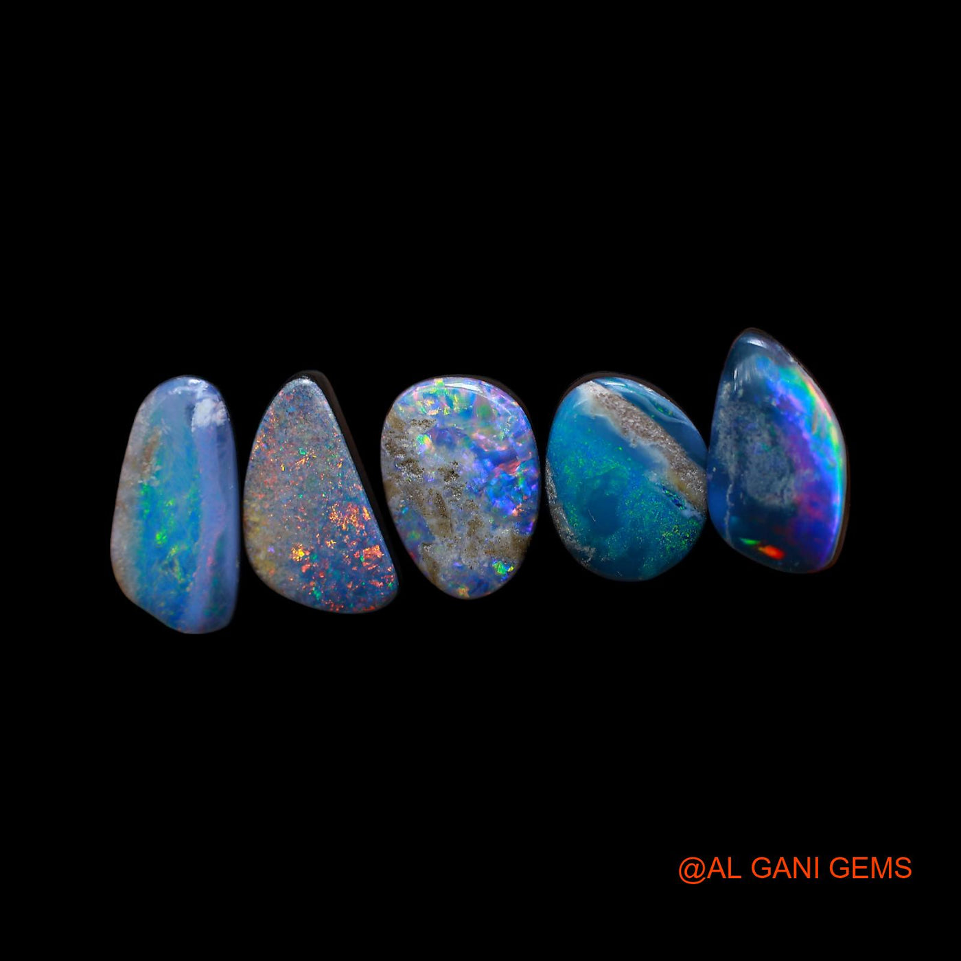 5 Pcs 15.00 Cts Lab-Created Doublet Opal Loose Gemstone Mix Cabochon Wholesale Lot 8X10X4 mm TO 6X11X3 mm D-176