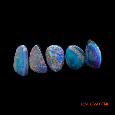 5 Pcs 15.00 Cts Lab-Created Doublet Opal Loose Gemstone Mix Cabochon Wholesale Lot 8X10X4 mm TO 6X11X3 mm D-176