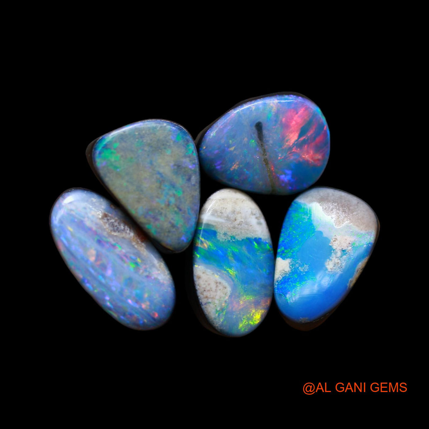 14.00 Cts Doublet Opal Loose Gemstone Mix Cabochon Lab-Created 5 Pcs Wholesale Lot 7X12X4 mm TO 6X11X3 mm D-177
