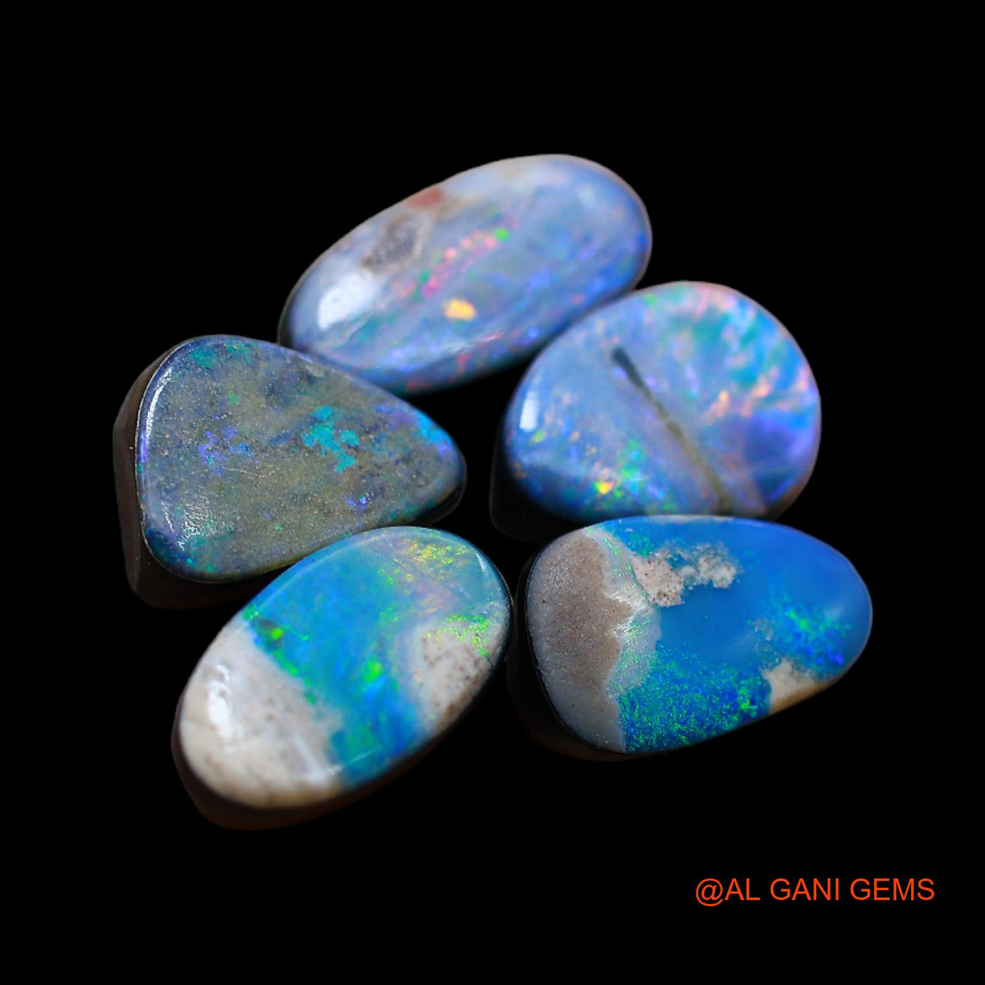14.00 Cts Doublet Opal Loose Gemstone Mix Cabochon Lab-Created 5 Pcs Wholesale Lot 7X12X4 mm TO 6X11X3 mm D-177
