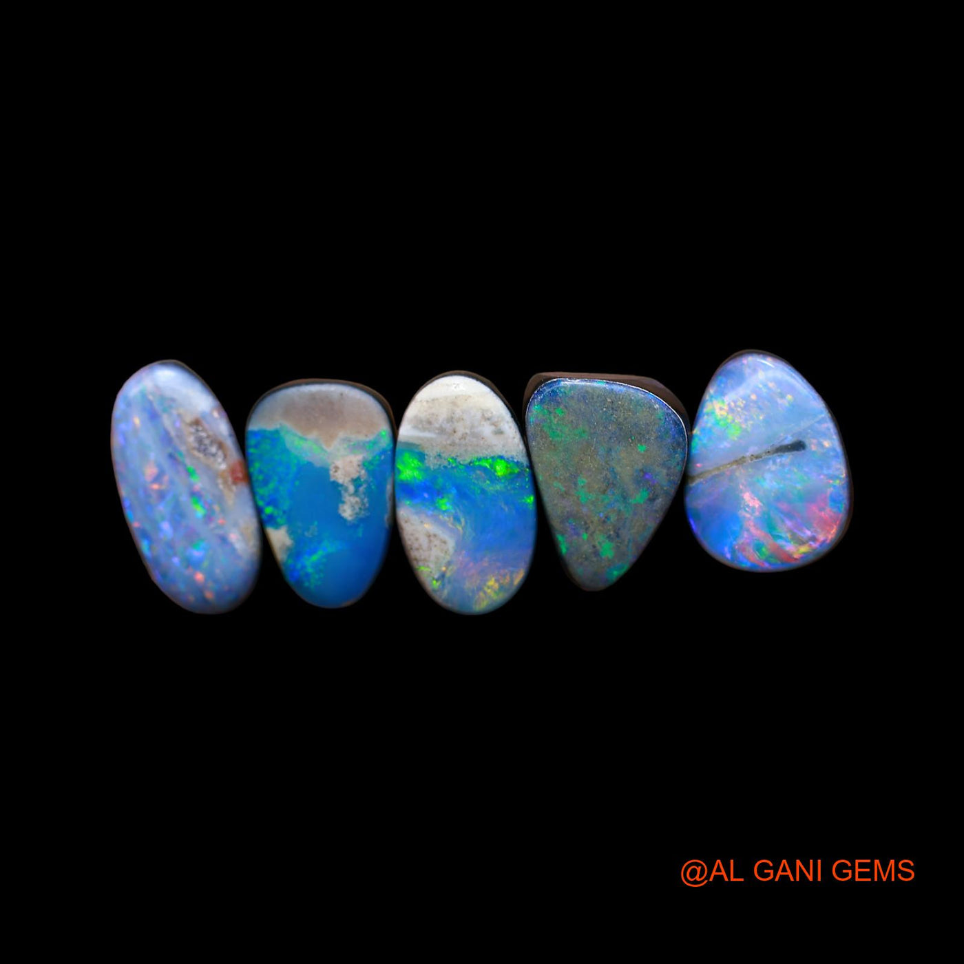 14.00 Cts Doublet Opal Loose Gemstone Mix Cabochon Lab-Created 5 Pcs Wholesale Lot 7X12X4 mm TO 6X11X3 mm D-177
