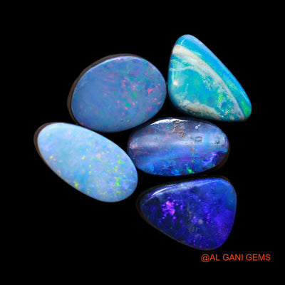 5 Pcs Wholesale Lot Lab-Created Doublet Opal Gemstone 14.00 Cts Loose Mix Cabochon 6X10X3 mm TO 6X11X4 mm D-178