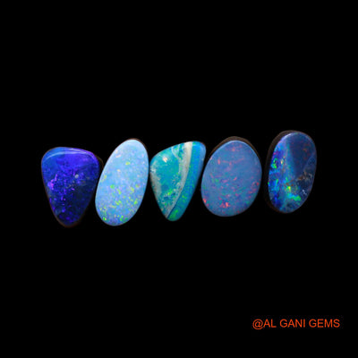 5 Pcs Wholesale Lot Lab-Created Doublet Opal Gemstone 14.00 Cts Loose Mix Cabochon 6X10X3 mm TO 6X11X4 mm D-178