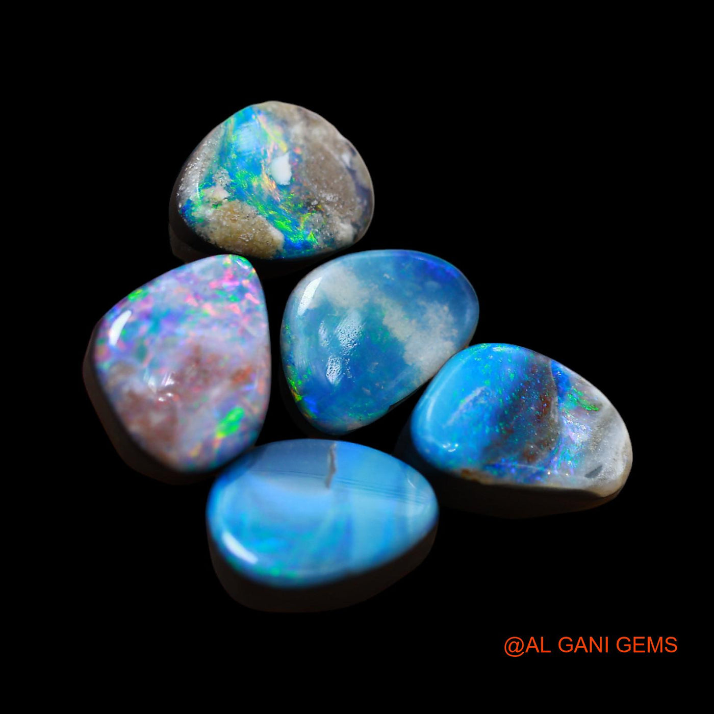 Lab-Created Doublet Opal Loose Gemstone Mix Cabochon 5 Pcs Wholesale Lot 16.00 Cts 8X10X4 mm TO 7X11X4 mm D-179