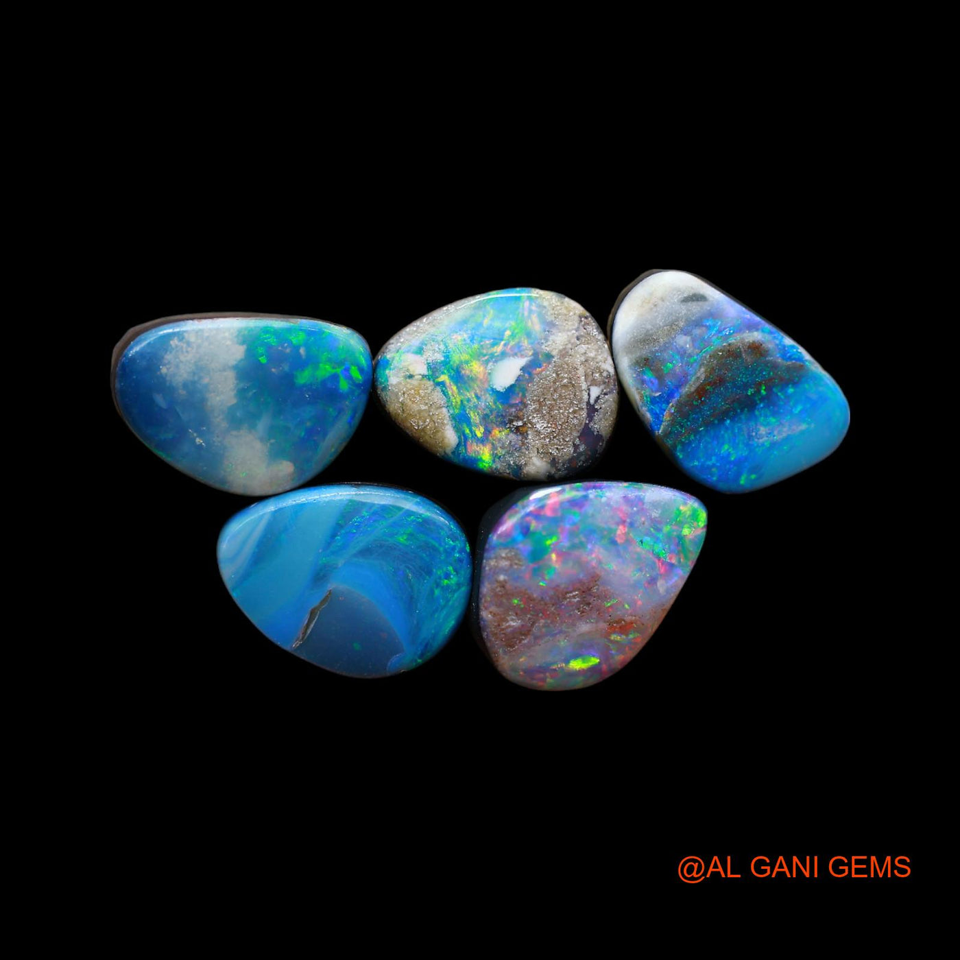 Lab-Created Doublet Opal Loose Gemstone Mix Cabochon 5 Pcs Wholesale Lot 16.00 Cts 8X10X4 mm TO 7X11X4 mm D-179