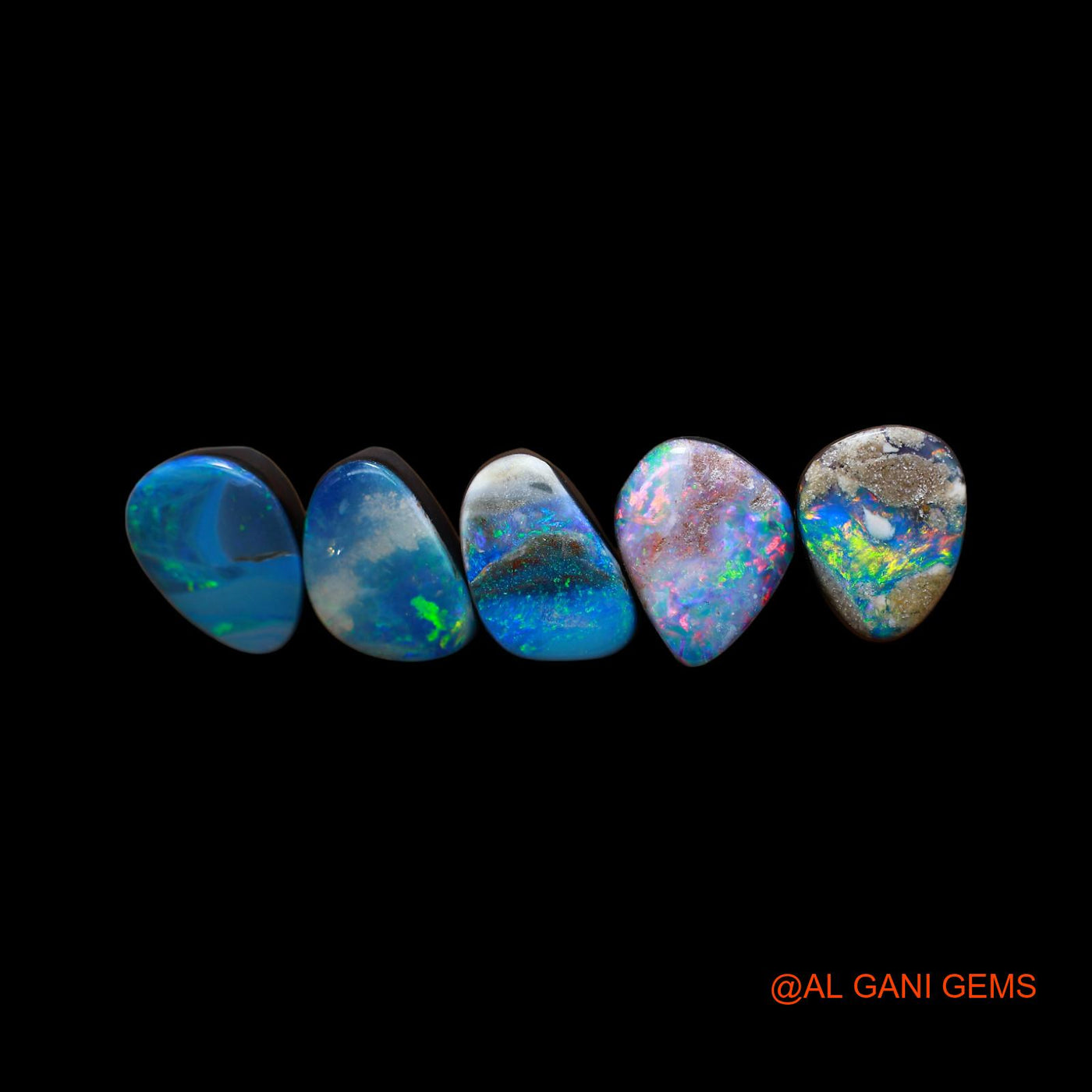Lab-Created Doublet Opal Loose Gemstone Mix Cabochon 5 Pcs Wholesale Lot 16.00 Cts 8X10X4 mm TO 7X11X4 mm D-179