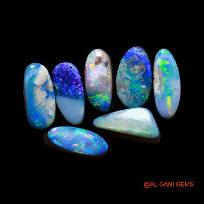 7 Pcs Wholesale Lot Lab-Created Doublet Opal Gemstone 17.00 Cts Loose Mix Cabochon 6X11X3 mm TO 6X12X4 mm D-180