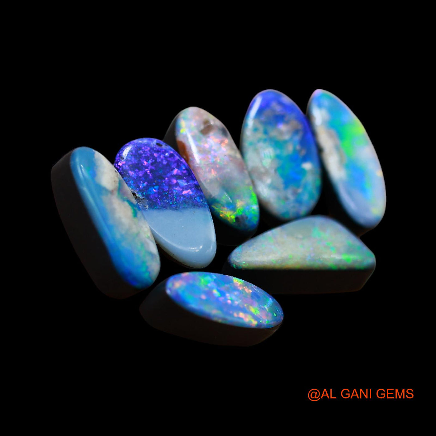 7 Pcs Wholesale Lot Lab-Created Doublet Opal Gemstone 17.00 Cts Loose Mix Cabochon 6X11X3 mm TO 6X12X4 mm D-180