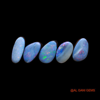 5 Pcs Wholesale Lot Lab-Created Doublet Opal Gemstone 12.00 Cts Loose Mix Cabochon 6X10X4 mm TO 7X12X4 mm D-181