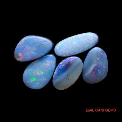 5 Pcs Wholesale Lot Lab-Created Doublet Opal Gemstone 12.00 Cts Loose Mix Cabochon 6X10X4 mm TO 7X12X4 mm D-181