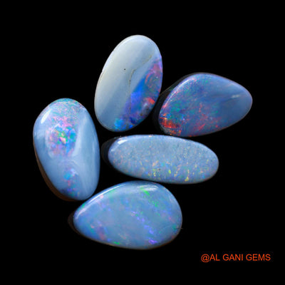 5 Pcs Wholesale Lot Lab-Created Doublet Opal Gemstone 12.00 Cts Loose Mix Cabochon 6X10X4 mm TO 7X12X4 mm D-181