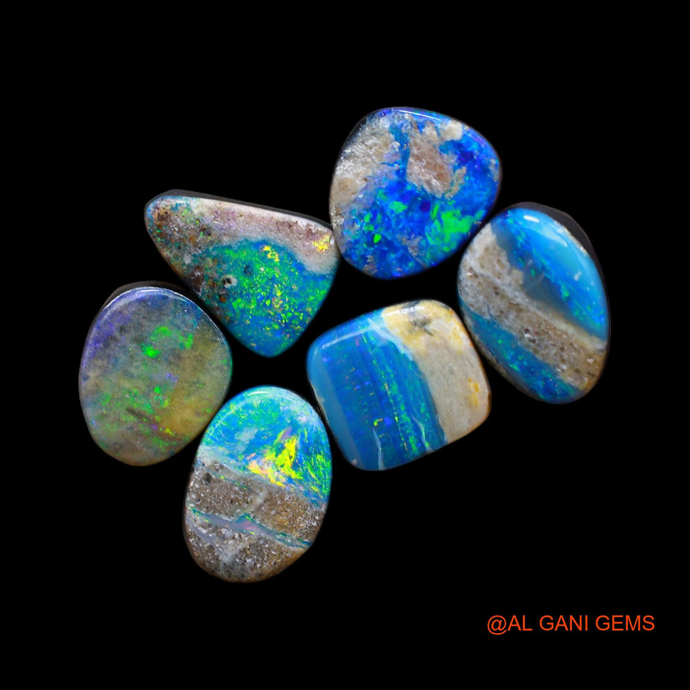 Lab-Created Doublet Opal Loose Gemstone Mix Cabochon 6 Pcs Wholesale Lot 14.00 Cts 6X9X4 mm TO 7X9X4 mm D-182