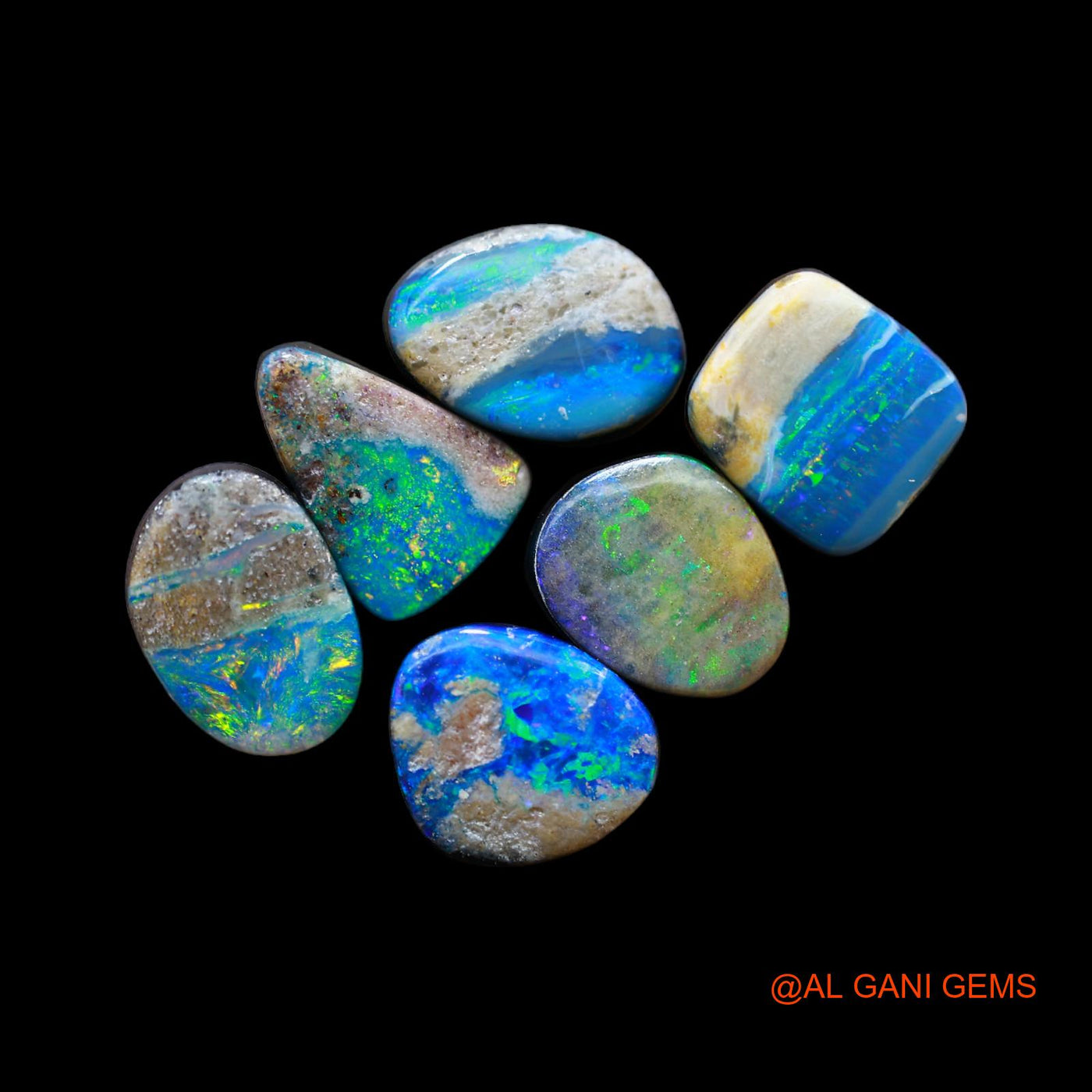 Lab-Created Doublet Opal Loose Gemstone Mix Cabochon 6 Pcs Wholesale Lot 14.00 Cts 6X9X4 mm TO 7X9X4 mm D-182