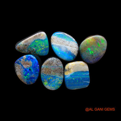 Lab-Created Doublet Opal Loose Gemstone Mix Cabochon 6 Pcs Wholesale Lot 14.00 Cts 6X9X4 mm TO 7X9X4 mm D-182