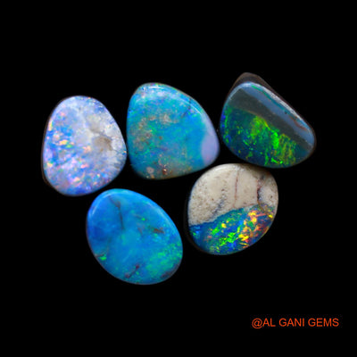 8 Pcs 14.00 Cts Lab-Created Doublet Opal Loose Gemstone Mix Cabochon Wholesale Lot 7X9X4 mm TO 7X9X4 mm D-183