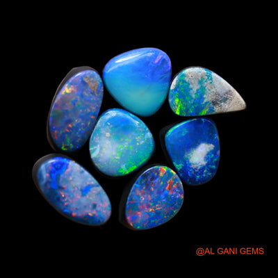 7 Pcs 13.00 Cts Lab-Created Doublet Opal Loose Gemstone Mix Cabochon Wholesale Lot 7X8X3 mm TO 8X10X4 mm D-184