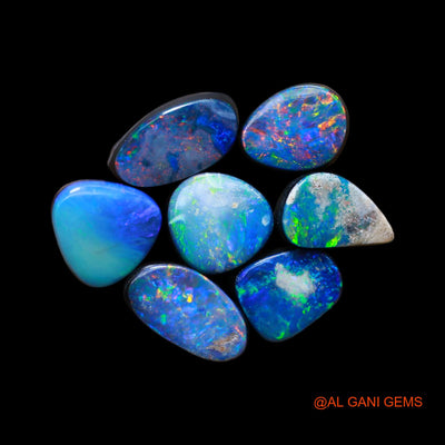7 Pcs 13.00 Cts Lab-Created Doublet Opal Loose Gemstone Mix Cabochon Wholesale Lot 7X8X3 mm TO 8X10X4 mm D-184