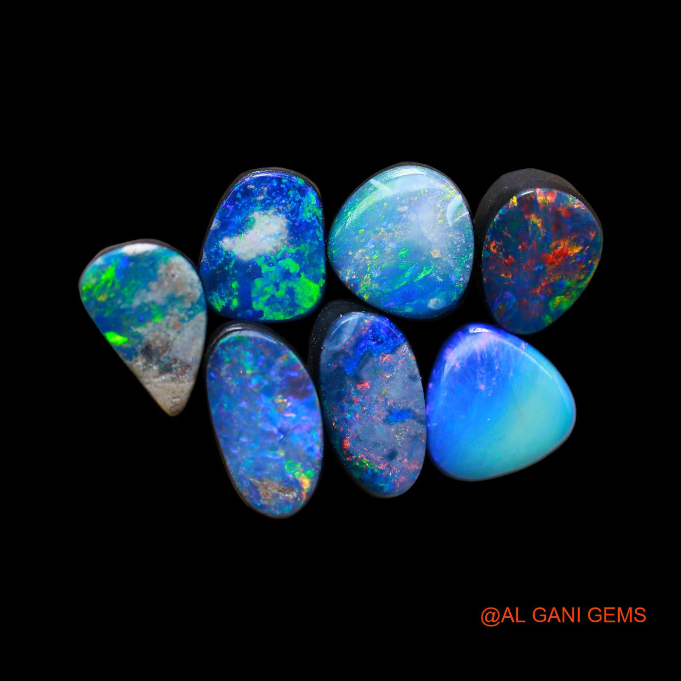 7 Pcs 13.00 Cts Lab-Created Doublet Opal Loose Gemstone Mix Cabochon Wholesale Lot 7X8X3 mm TO 8X10X4 mm D-184