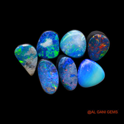 7 Pcs 13.00 Cts Lab-Created Doublet Opal Loose Gemstone Mix Cabochon Wholesale Lot 7X8X3 mm TO 8X10X4 mm D-184