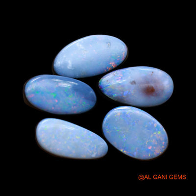 11.00 Cts Doublet Opal Loose Gemstone Mix Cabochon Lab-Created 5 Pcs Wholesale Lot 6X12X3 mm TO 7X10X3 mm D-185