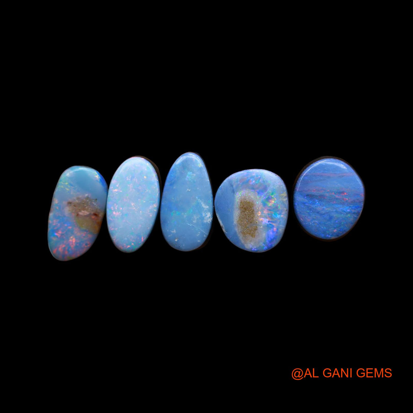Lab-Created Doublet Opal Loose Gemstone Mix Cabochon 5 Pcs Wholesale Lot 10.00 Cts 7X8X3 mm TO 5X10X3 mm D-186
