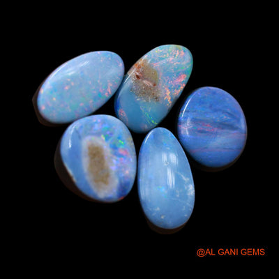 Lab-Created Doublet Opal Loose Gemstone Mix Cabochon 5 Pcs Wholesale Lot 10.00 Cts 7X8X3 mm TO 5X10X3 mm D-186