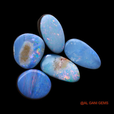 Lab-Created Doublet Opal Loose Gemstone Mix Cabochon 5 Pcs Wholesale Lot 10.00 Cts 7X8X3 mm TO 5X10X3 mm D-186
