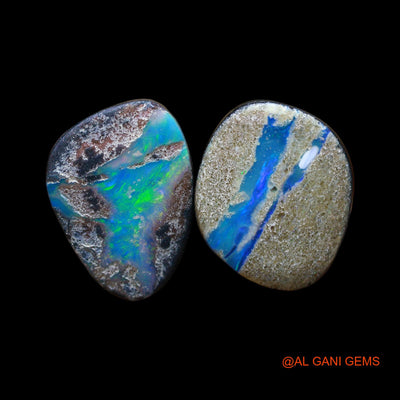 2 Pcs 12.00 Cts Lab-Created Australian Doublet Opal Loose Gemstone Mix Cabochon 12X13X3 mm TO 11X15X3 mm D-187