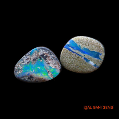 2 Pcs 12.00 Cts Lab-Created Australian Doublet Opal Loose Gemstone Mix Cabochon 12X13X3 mm TO 11X15X3 mm D-187