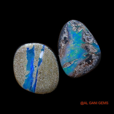 2 Pcs 12.00 Cts Lab-Created Australian Doublet Opal Loose Gemstone Mix Cabochon 12X13X3 mm TO 11X15X3 mm D-187
