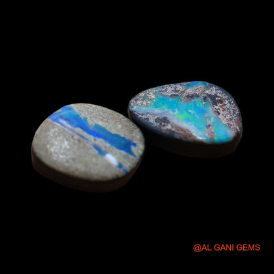 2 Pcs 12.00 Cts Lab-Created Australian Doublet Opal Loose Gemstone Mix Cabochon 12X13X3 mm TO 11X15X3 mm D-187