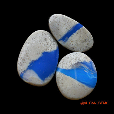 3 Pcs 16.00 Cts Lab-Created Australian Doublet Opal Loose Gemstone Mix Cabochon 7X14X4 mm TO 10X15X4 mm D-188