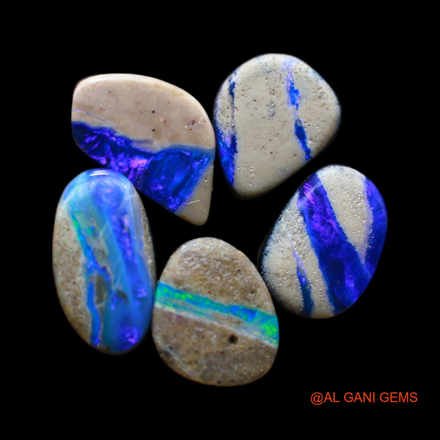 15.00 Cts Doublet Opal Loose Gemstone Mix Cabochon Lab-Created 5 Pcs Wholesale Lot 8X9X4 mm TO 7X10X3 mm D-189