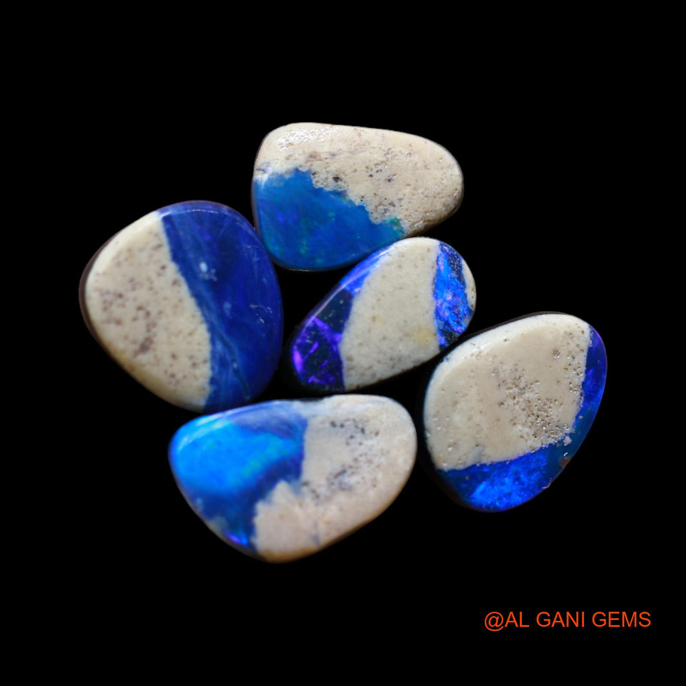 5 Pcs 10.00 Cts Lab-Created Doublet Opal Loose Gemstone Mix Cabochon Wholesale Lot 5X9X3 mm TO 6X10X3 mm D-190