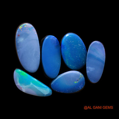 17.00 Cts Doublet Opal Loose Gemstone Mix Cabochon Lab-Created 6 Pcs Wholesale Lot 6X10X3 mm TO 7X15X4 mm D-191