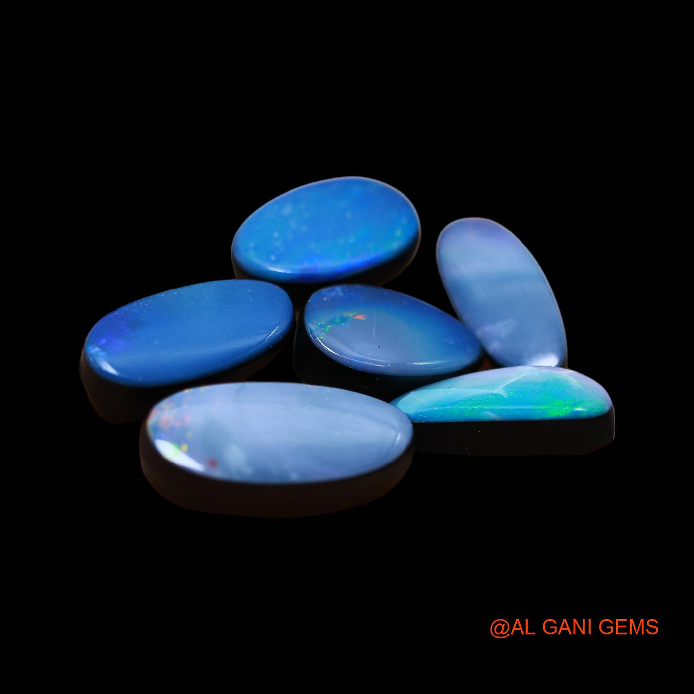 17.00 Cts Doublet Opal Loose Gemstone Mix Cabochon Lab-Created 6 Pcs Wholesale Lot 6X10X3 mm TO 7X15X4 mm D-191