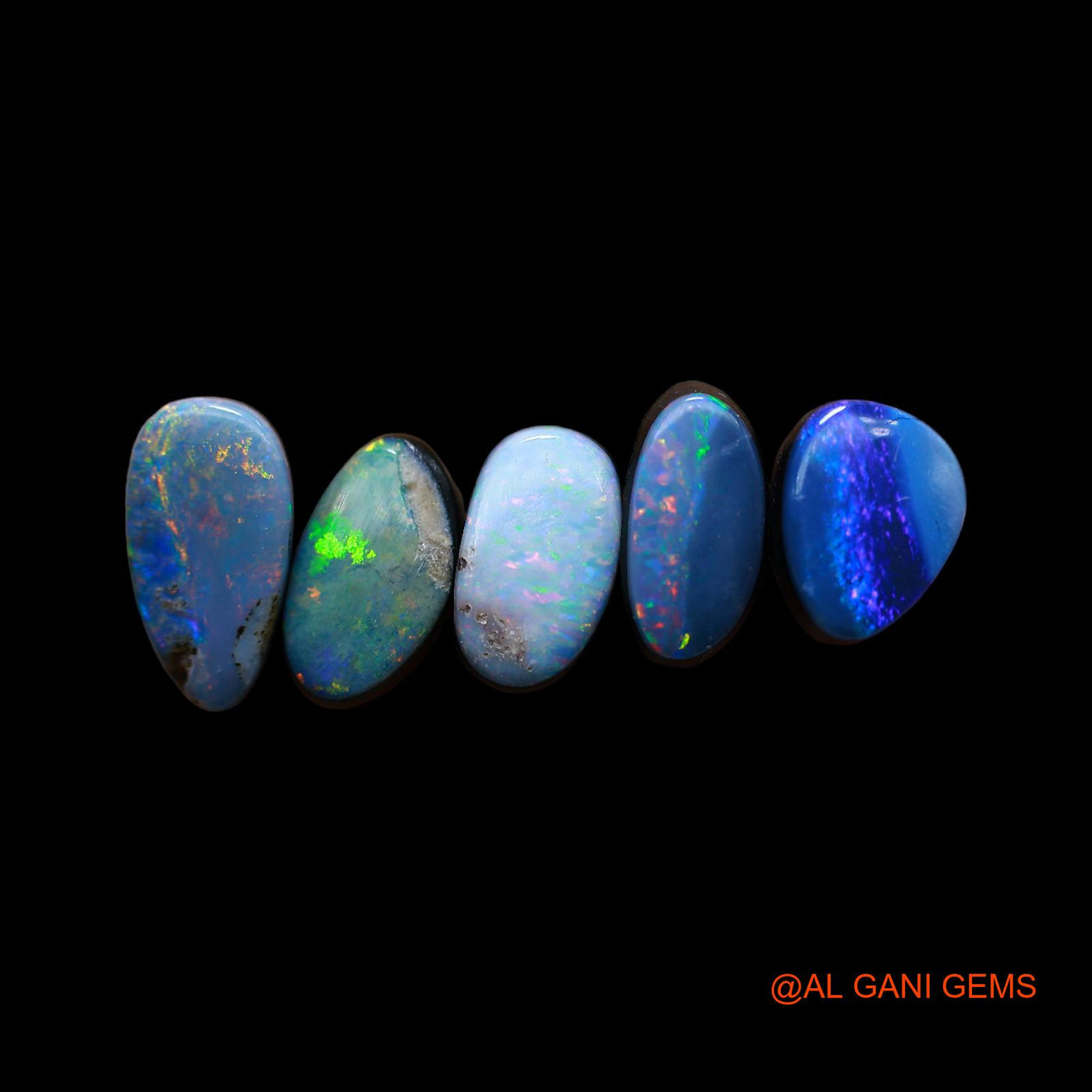 Lab-Created Doublet Opal Loose Gemstone Mix Cabochon 5 Pcs Wholesale Lot 8.00 Cts 6X8X4 mm TO 5X10X3 mm D-192