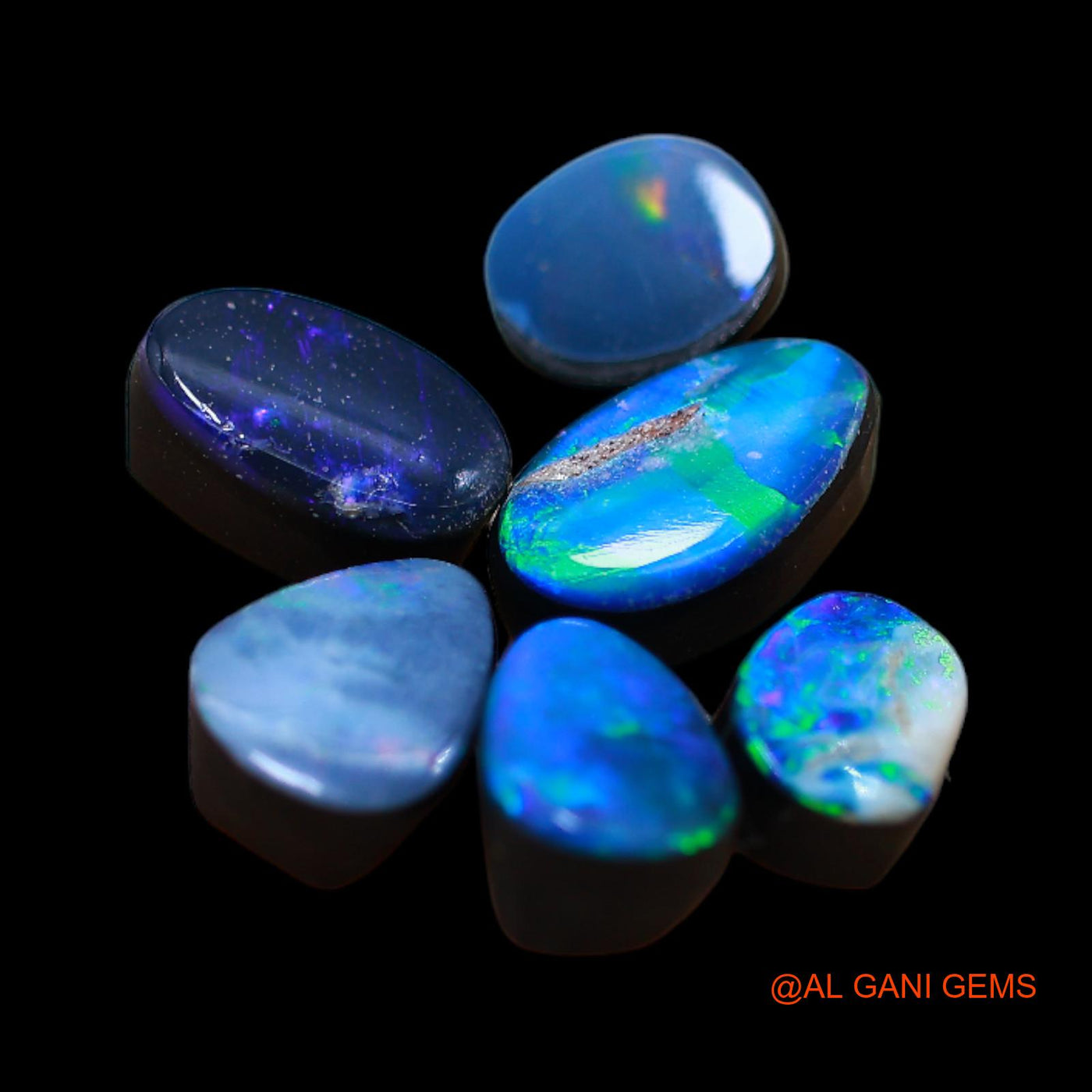 Lab-Created Doublet Opal Loose Gemstone Mix Cabochon From Australia 4 Pcs 7.00 Cts 5X6X3 mm TO 5X9X3 mm D-193