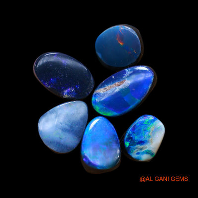 Lab-Created Doublet Opal Loose Gemstone Mix Cabochon From Australia 4 Pcs 7.00 Cts 5X6X3 mm TO 5X9X3 mm D-193