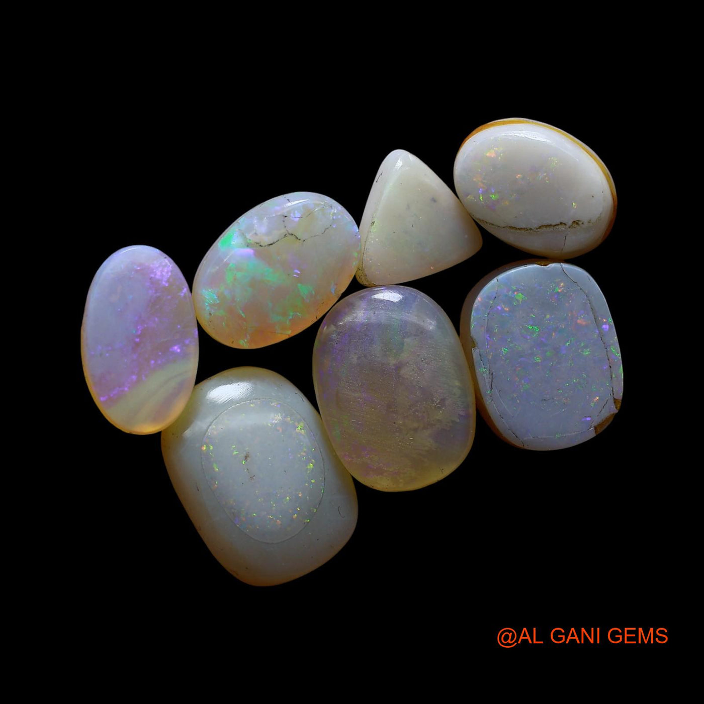 Natural Doublet Opal Loose Gemstone Mix Cabochon Australia 7 Pcs Wholesale Lot 30.00 Cts 8X9X4 TO 11X15X3 MM D-268
