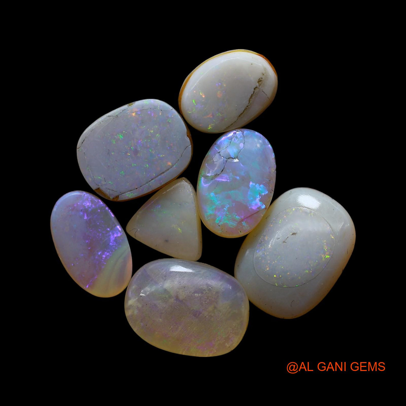 Natural Doublet Opal Loose Gemstone Mix Cabochon Australia 7 Pcs Wholesale Lot 30.00 Cts 8X9X4 TO 11X15X3 MM D-268
