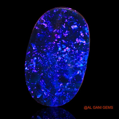 Lab-Created Doublet Opal Gemstone 5.35 Cts Loose Oval Cabochon From Australia 16x9x4 mm D-34