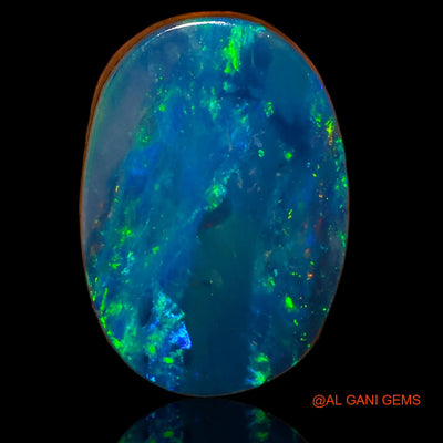 Lab-Created Untreated Doublet Opal Loose Gemstone Oval Cabochon From Australia 7.55 Cts 16x11x3 mm D-39