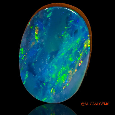 Lab-Created Untreated Doublet Opal Loose Gemstone Oval Cabochon From Australia 7.55 Cts 16x11x3 mm D-39