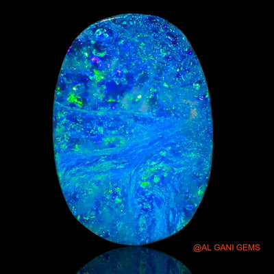 Lab-Created Untreated Doublet Opal Loose Gemstone Oval Cabochon From Australia 6.30 Cts 15x10x3 mm D-42