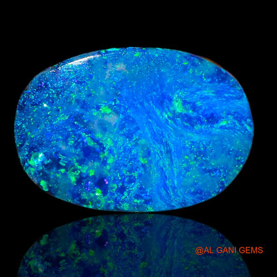 Lab-Created Untreated Doublet Opal Loose Gemstone Oval Cabochon From Australia 6.30 Cts 15x10x3 mm D-42