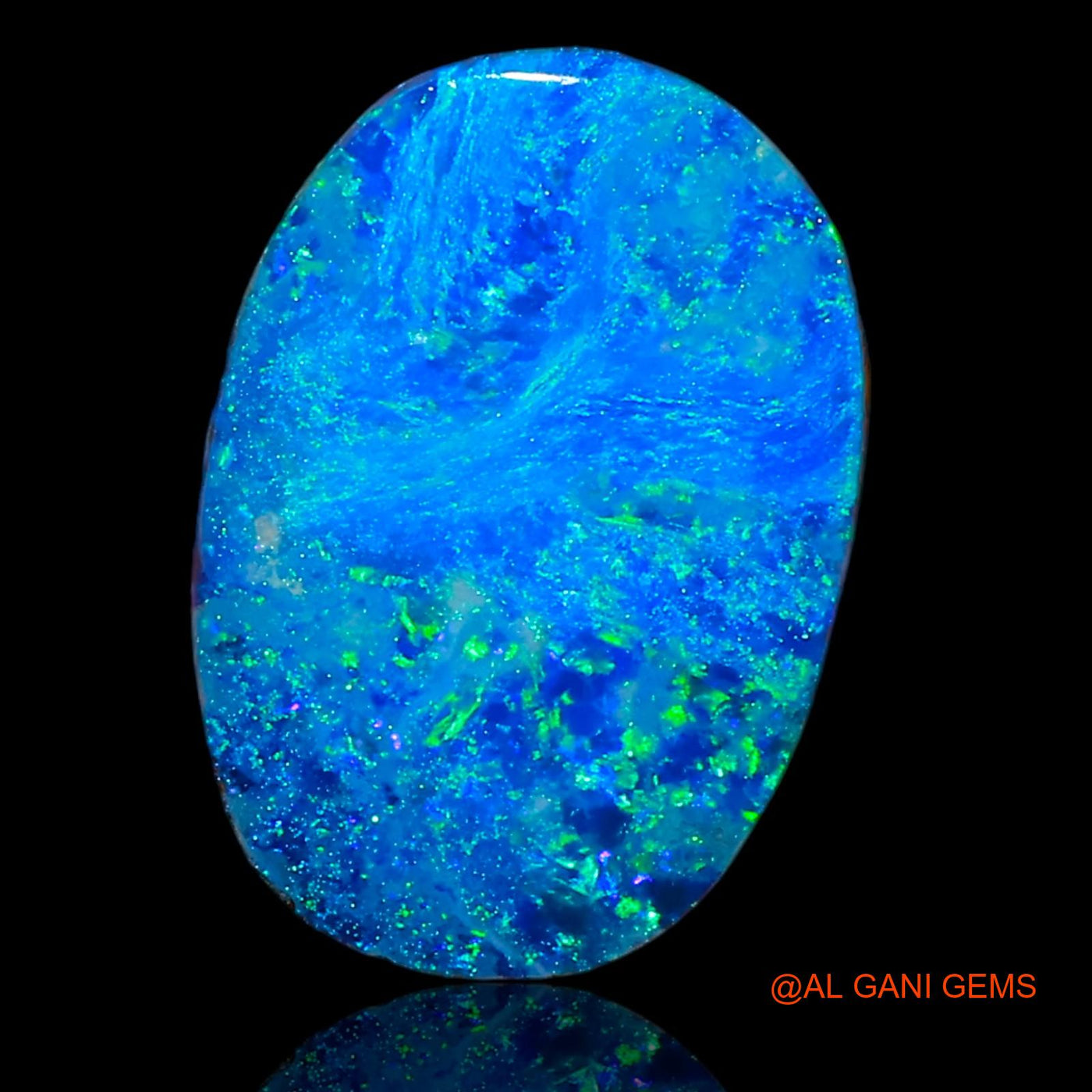 Lab-Created Untreated Doublet Opal Loose Gemstone Oval Cabochon From Australia 6.30 Cts 15x10x3 mm D-42