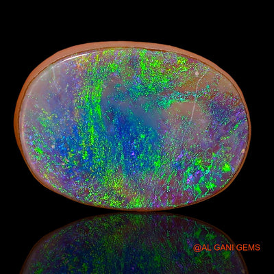 4.10 Cts Lab-Created Australian Doublet Opal Loose Gemstone Oval Cabochon 14x10x3 mm D-47