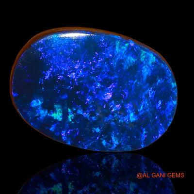 7.00 Cts Lab-Created Australian Doublet Opal Loose Gemstone Oval Cabochon 14x10x4 mm D-53